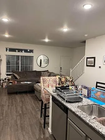 From kitchen facing family room
