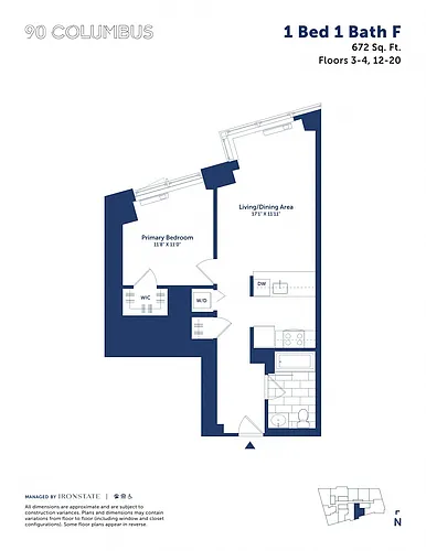 Floor plan 1 Bed 1 Bath F