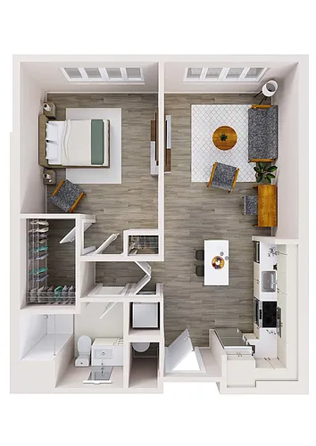 Floor plan Patterson: 1 Bedroom Apartment