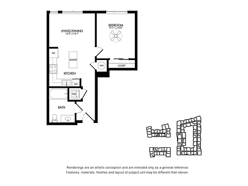 Floor plan 1B w/ Balcony