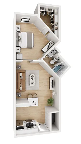Floor plan Steele 1x1