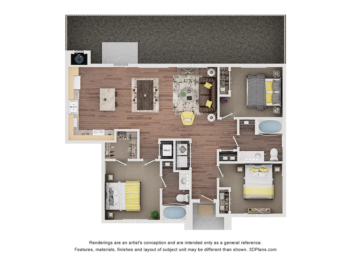 Floor plan 3AA (Wheelchair Accessible)