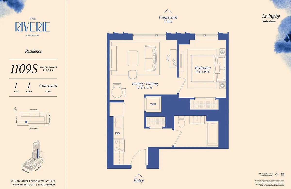 Floor plan 1 Bedroom 1109S