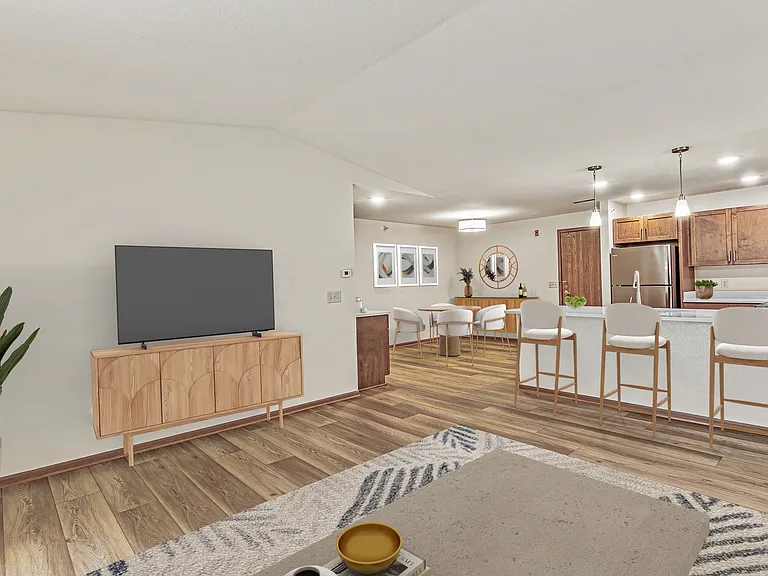 Two bedroom, two bath with great room open concept