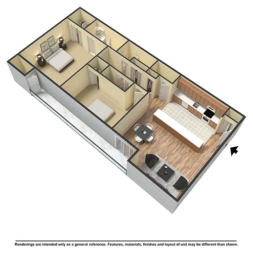 Floor plan 2 Bdrm-1 Bath w-Washer-Dryer Hookup