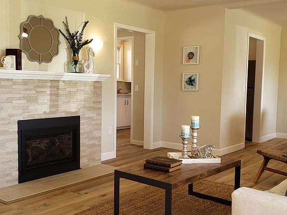 Living room with new gas fireplace