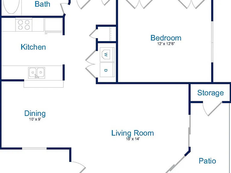 The Georgian - A3 - 1 Beds - 1 Baths - 800 Sq. ft.