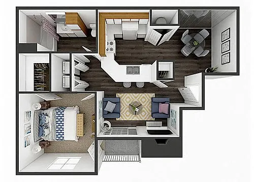 Floor plan 1 Bedroom 1 Bath