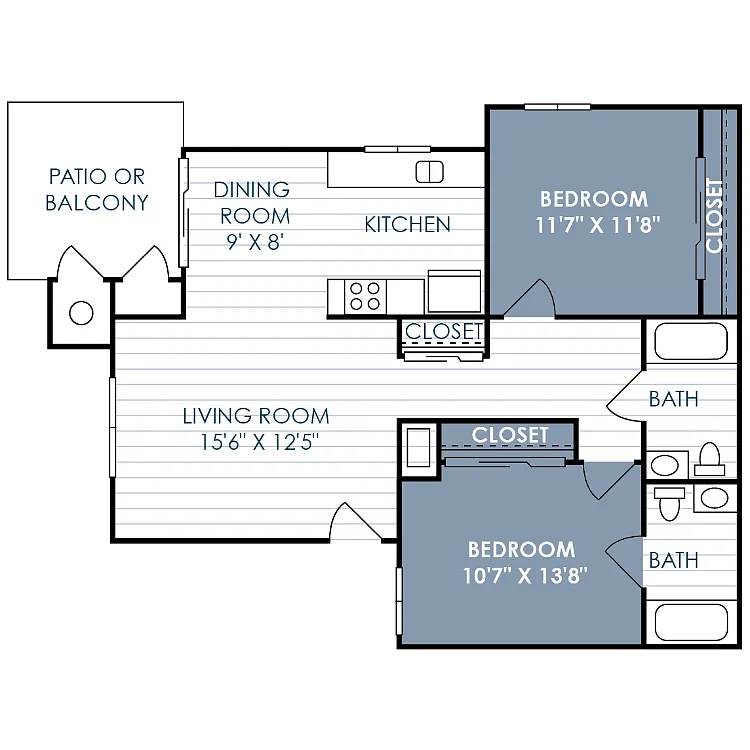 Floor plan 2 Bedroom 2 Bathroom
