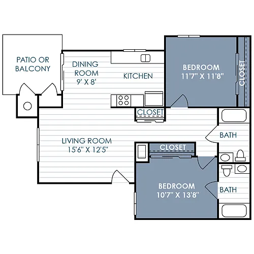 Floor plan 2 Bedroom 2 Bathroom
