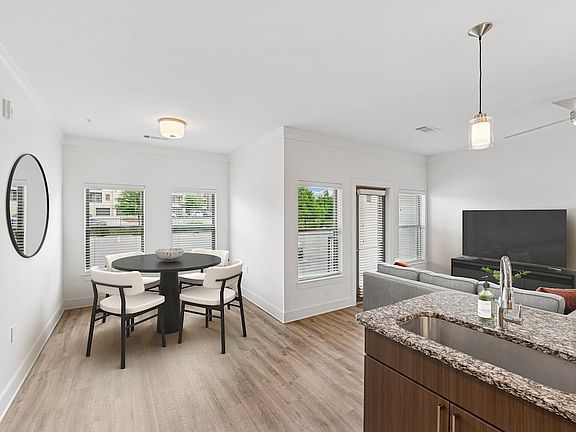 Dining area with hard surface flooring