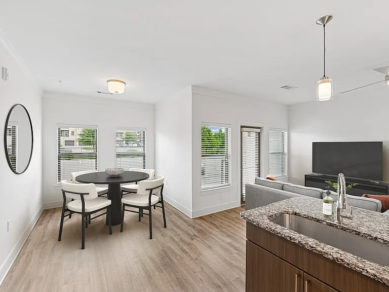 Dining area with hard surface flooring
