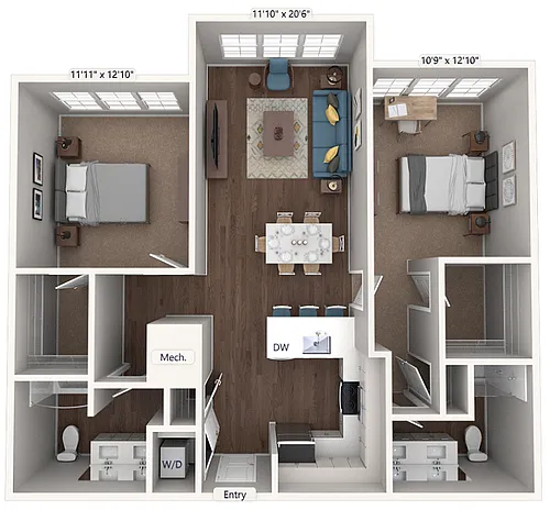 Floor plan BM11-D1-NoBalcony-1106