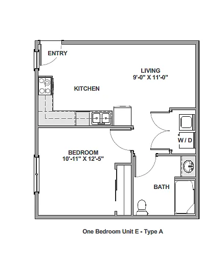 Floor plan 1 Bedroom E - ADA