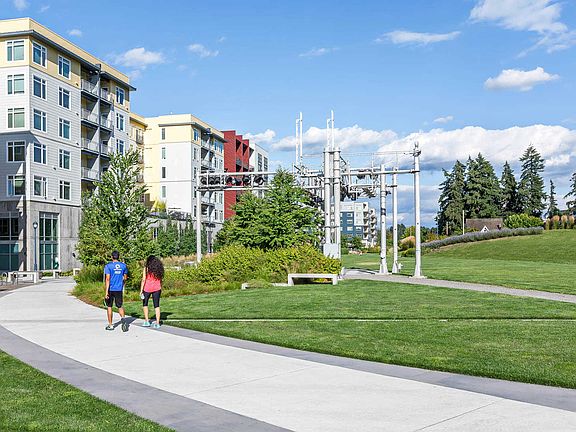 Old Town Lofts Apartments Building and Redmond and Central Connector Park