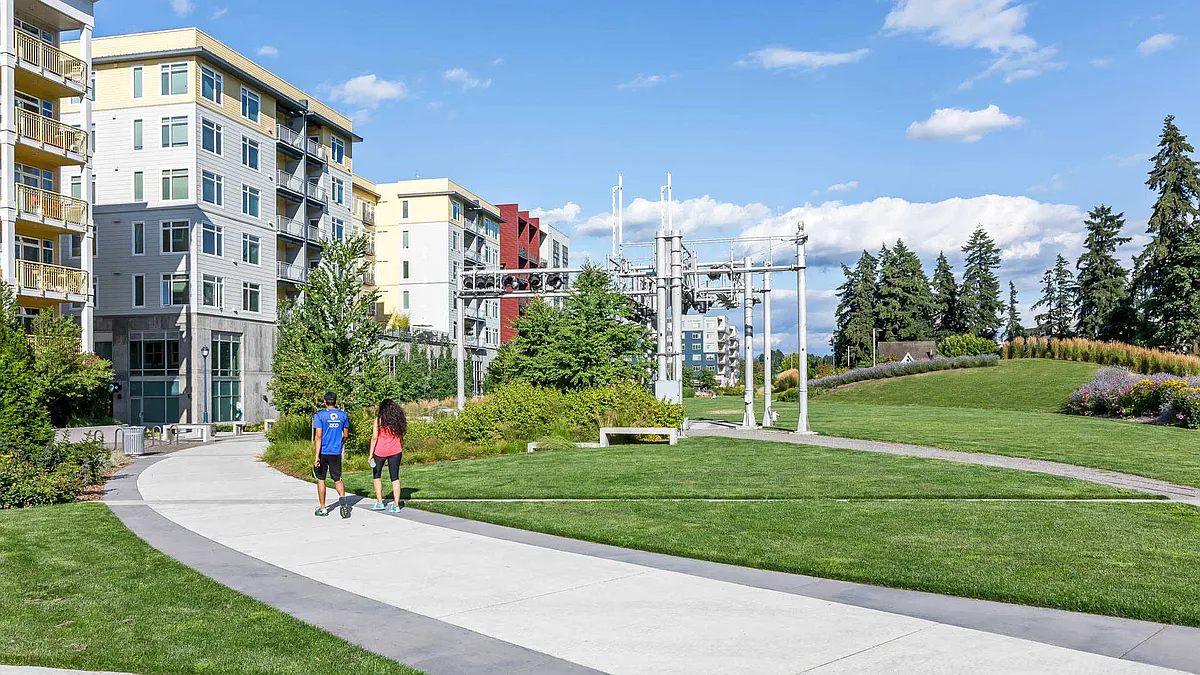 Old Town Lofts Apartments Building and Redmond and Central Connector Park - Old Town Lofts