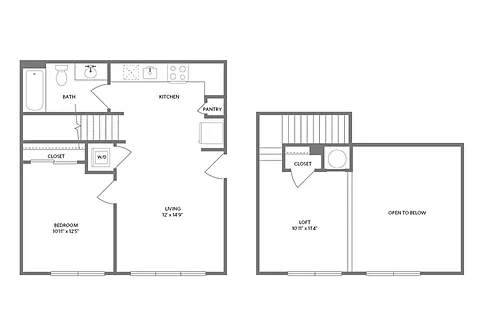 Floor plan A08L - One Bedroom Loft