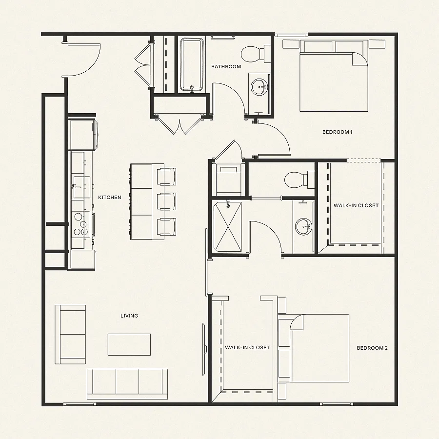 Floor plan B1 - Two Bedroom