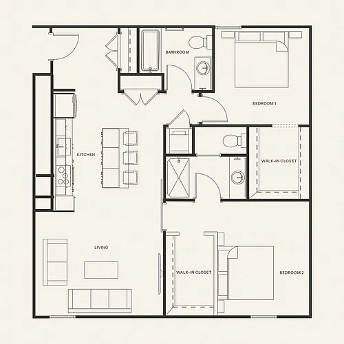 Floor plan B1 - Two Bedroom