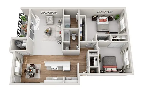 Floor plan 2 Bedroom 2 Bath