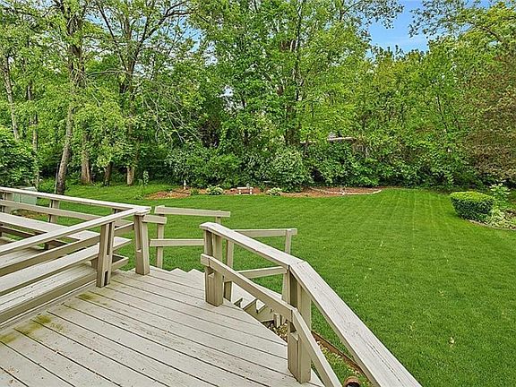 Long deep backyard with tree line views.