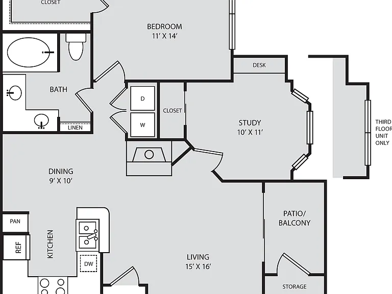 Parc At Wall Street - B1S - 1 Beds - 1 Baths - 902 Sq. ft.