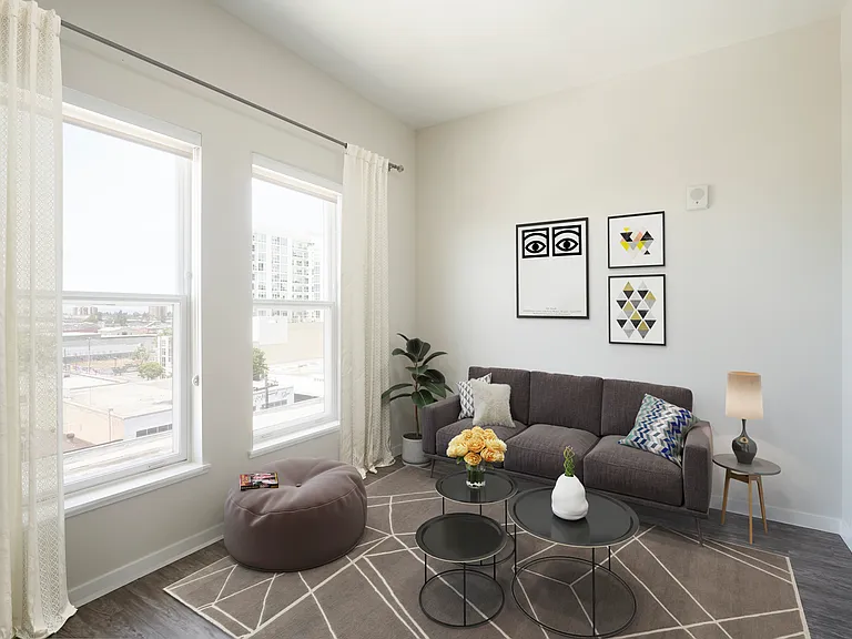 Tall ceilings, gorgeous light filled studio that can easily go from an entertaining space to bedroom.