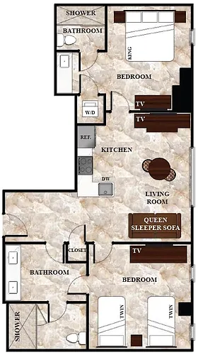 Floor plan Standard 2 Bedroom