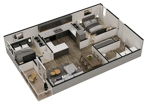 Floor plan 2 Bed 1 Bath Layout B