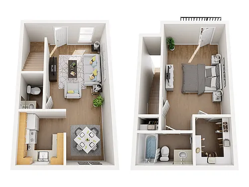 Floor plan Westwood - 1 Bedroom Townhome
