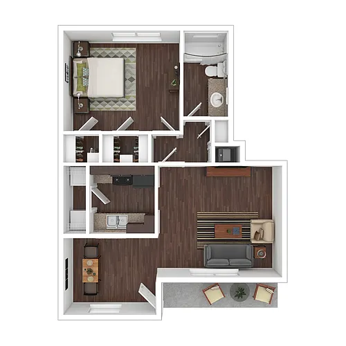 Floor plan 1 Bed 1 Bath B