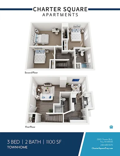 Floor plan 3 BED 2 BATH TOWNHOM