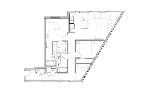 Floor plan 2x2 + Den - D6