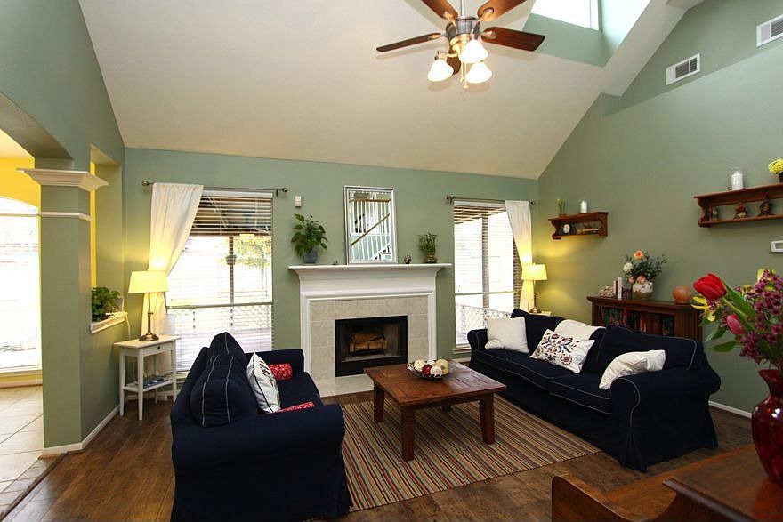 family room with fireplace