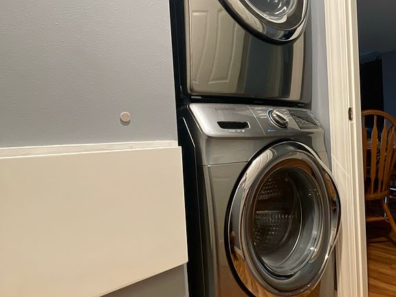 Stacked full washer and dryer