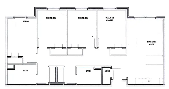 Floor plan 4 Bedroom 2 Bath (MF)