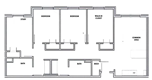 Floor plan 4 Bedroom 2 Bath (MF)