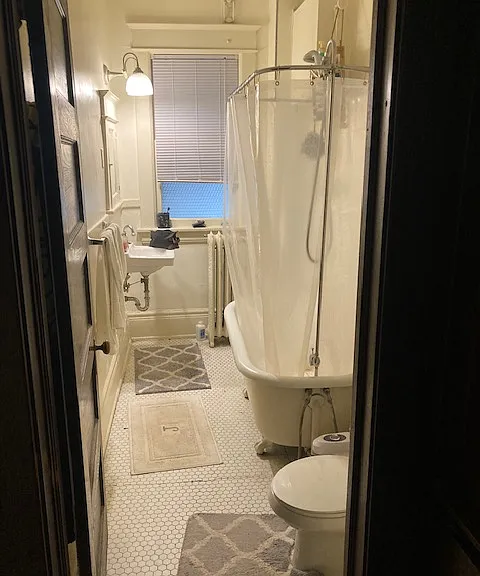 Sink has been replaced with a Kohler pedestal sink
