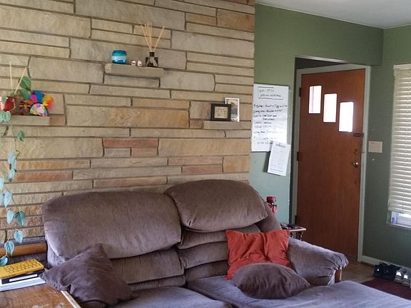 Living room and fireplace.