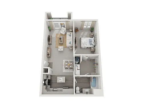 Floor plan 1 Bed 1 Bath 731 sqft