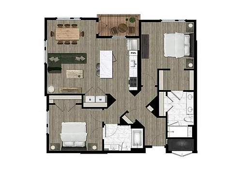 Floor plan Two Bedroom (2A)