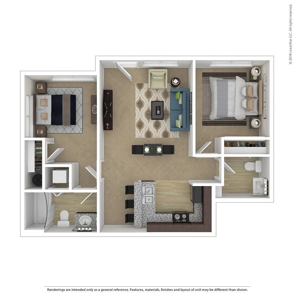 Floor plan 2 Bed 1.5 Bath B1.1.5