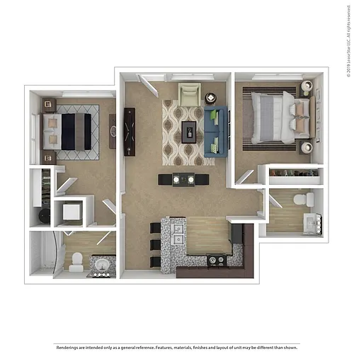 Floor plan 2 Bed 1.5 Bath B1.1.5