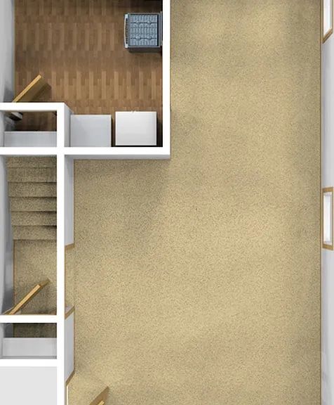 Two Bedroom Unfurnished 3D View (Lower Floor) Two Bedroom Unfurnished 3D View (Lower Floor)