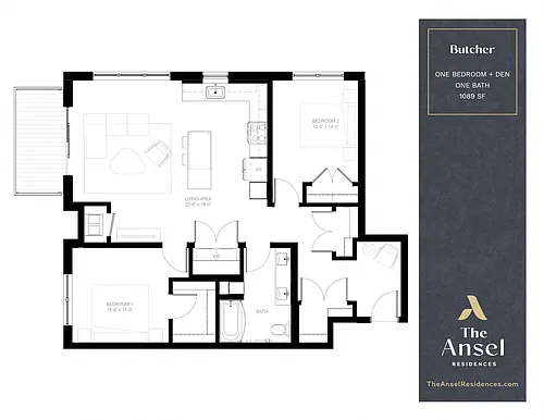 Floor plan Butcher | 1 + Den