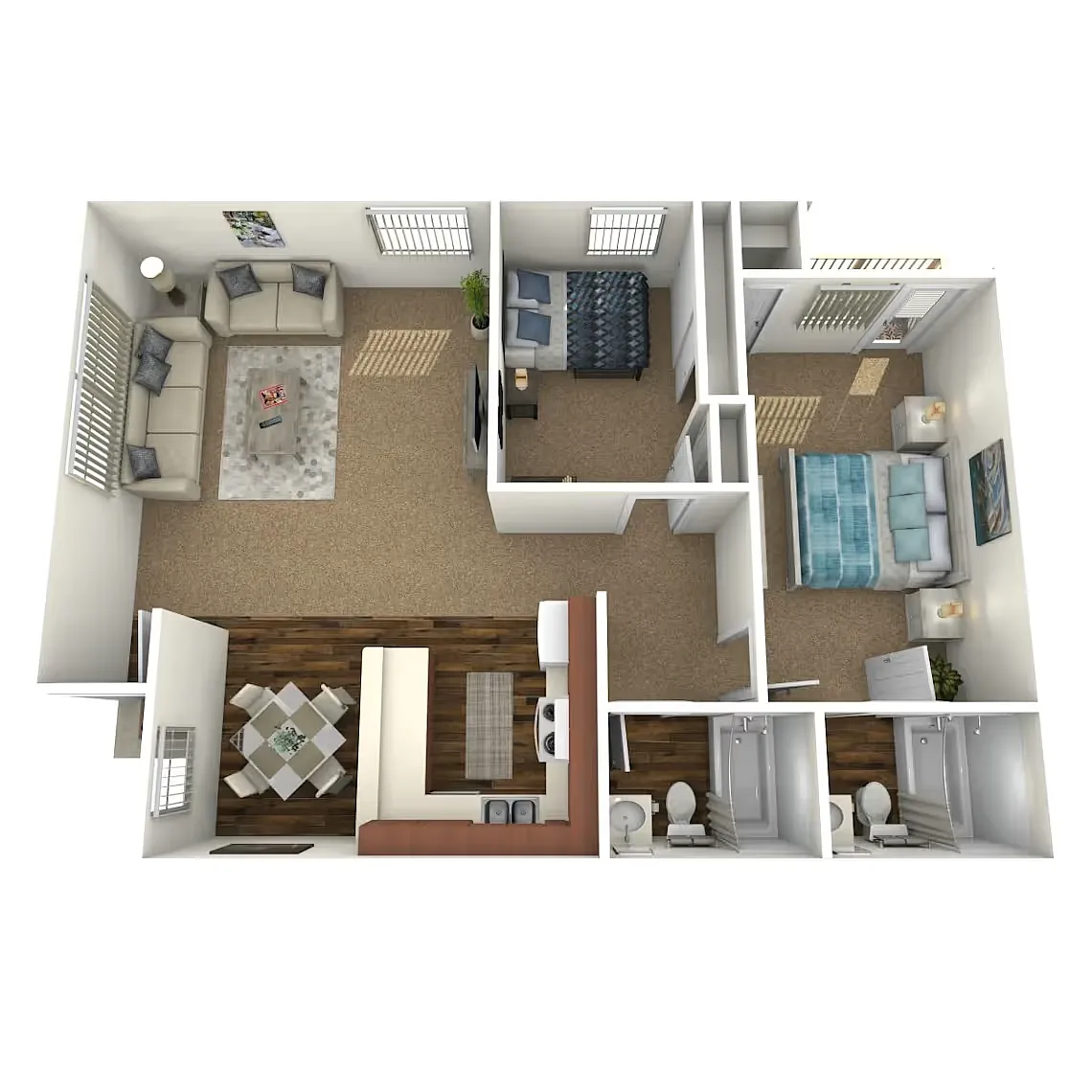 Floor plan 2 Bed 2 Bath - A
