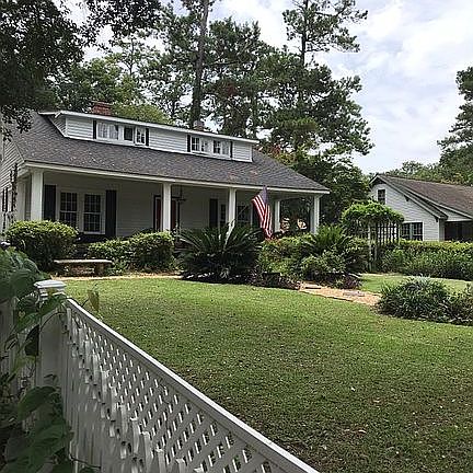 Walking up the  driveway 