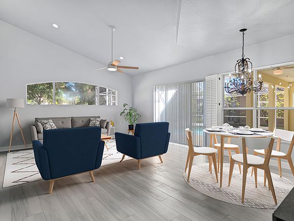 family room with breakfast nook virtually staged