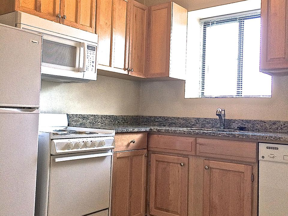 Modern kixhen w all the cooking comforts! Appliances include: fridge, dishwasher, range, microwave, garbage disposal. Pretty lig