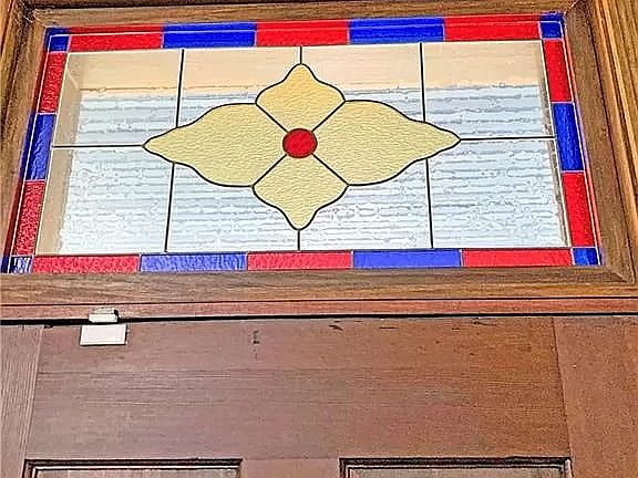Stained glass above front door